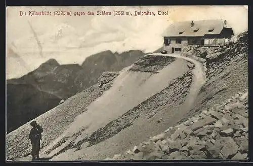 AK Kölnerhütte, Blick gegen den Schlern, Dolomiten