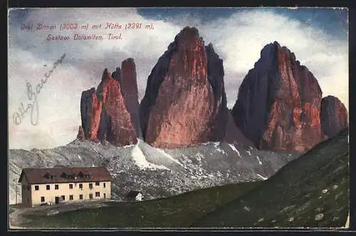 AK Drei Zinnen-Hütte, Berghütte mit Sextner Dolomiten