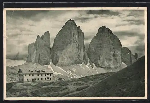 AK Drei Zinnenhütte, Berghütte in den Sextner Dolomiten