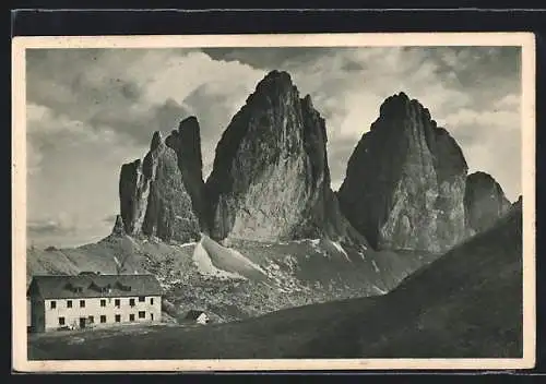 AK Berghütte am Toblinger Riedl mit den drei Zinnen