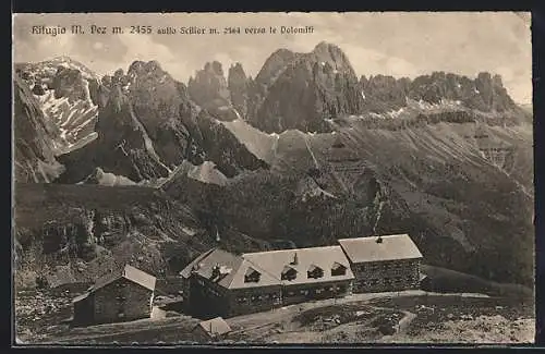 AK Rifugio M. Pez, Ansicht mit Bergen