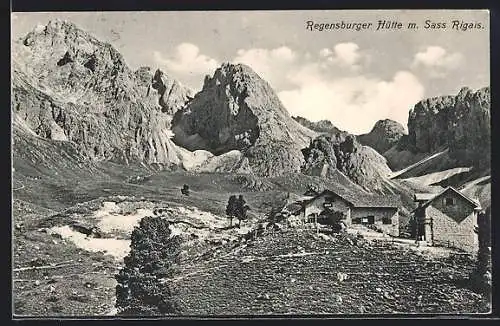 AK Regensburger Hütte mit Sass Rigais
