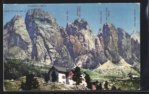 AK Regensburger-Hütte, Geislergruppe in den Dolomiten