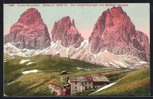 AK Sellajoch-Hospiz mit Langkofelgruppe