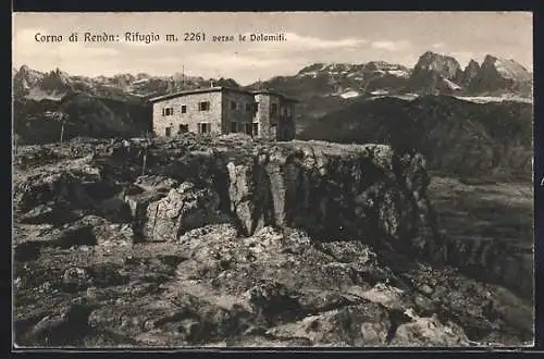 AK Rittnerhorn Haus, Ansicht mit Geisler-Sella und Langkofelgruppe