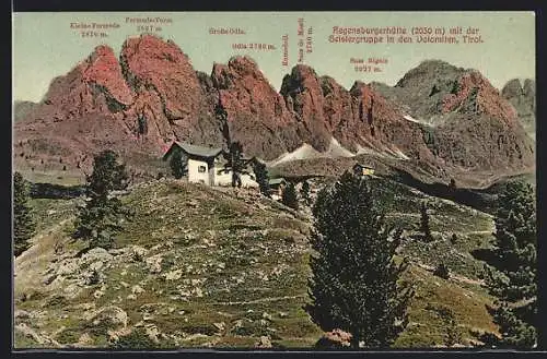 AK Regensburgerhütte, Totale mit der Geislergruppe