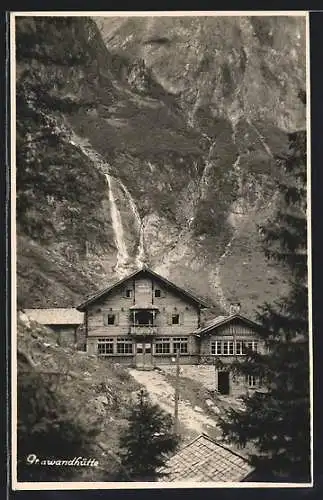 AK Grawandhütte, Berghütte von Wilhelm Steindl mit Panorama