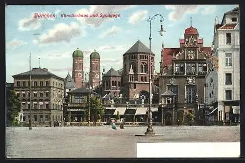 AK München, Maximiliansplatz mit Künstlerhaus, Synagoge