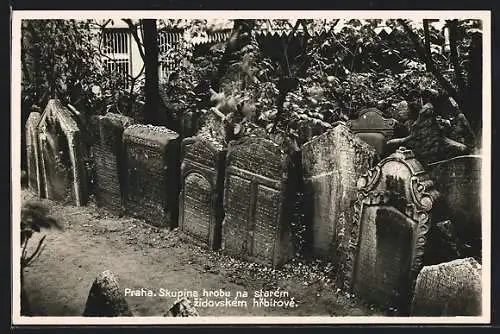 AK Prag, Grabmalgruppe am alten jüdischen Friedhof