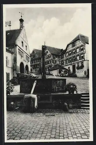 AK Schiltach im Schwarzwald, Marktplatz mit Brunnen