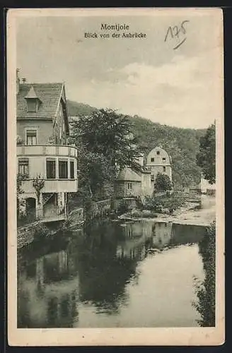 AK Montjoie, Blick von der Aubrücke auf die Wohnhäuser