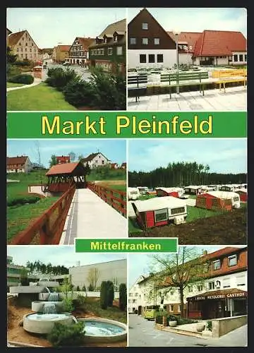 AK Pleinfeld, Gasthof Metzgerei J. Buckl, Campingplatz, Ortspartie