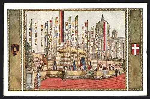 AK Wien, 10. Deutsches Sängerbundesfest 1928, Festzelt am Burgring