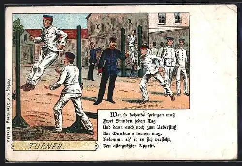 AK Soldaten beim Turnen auf dem Kasernenhof