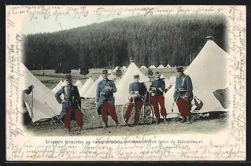 AK Gérardmer, Französische Soldaten vor Zelten im Lager