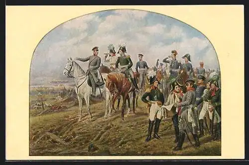 Künstler-AK Völkerschlacht bei Leipzig 1813, Feldherrenhügel