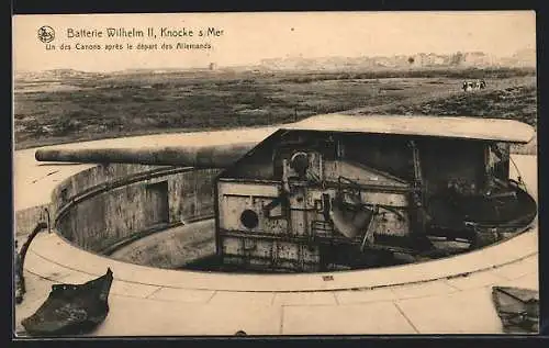 Foto-AK Knocke sur Mer, eine der Kanonen der Artillerie-Batterie Wilhelm II.