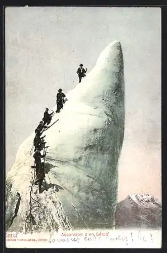 AK Bergsteiger auf einem Serac