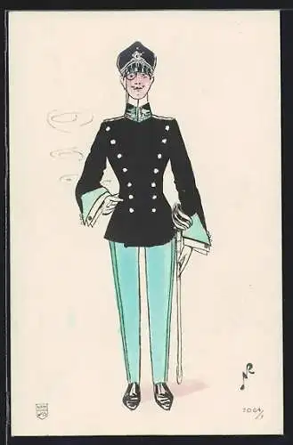 Künstler-AK Italienischer Soldat in Uniform mit Degen