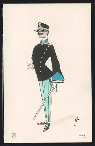 Künstler-AK Italienischer Soldat mit Zigarette in Uniform