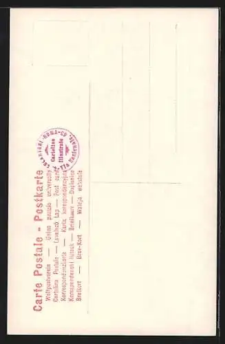 Künstler-AK Italienischer Soldat in Uniform mit blauer Hose und Degen