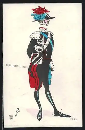 AK Soldat in Uniform mit Epauletten