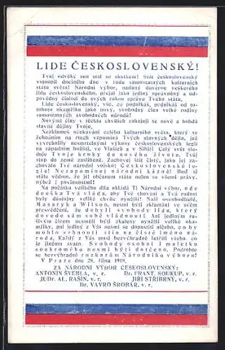 AK Lide Ceskoslovensky, tschechische Schrift