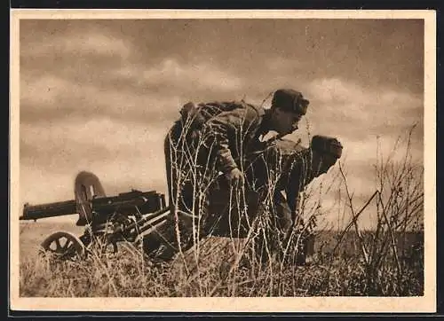 AK I. Cs. Armádní Sbor V SSSR, Zmena palebného stanoviste, Tschechische Infanterie mit MG