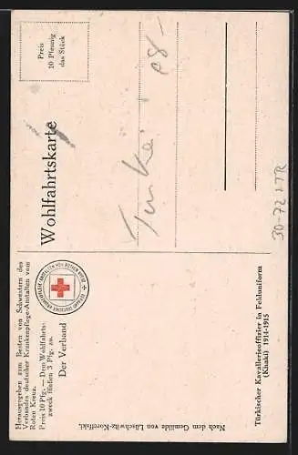 Künstler-AK Türkischer Kavallerieoffizier in Felduniform (Khaki) 1914 /15