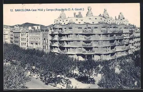 AK Barcelona, Casa Milá y Camps, Arquitecto D. A. Gaudi