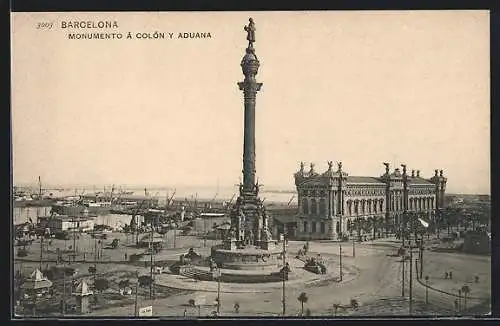 AK Barcelona, Monumento á colón y aduana