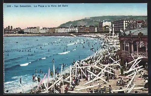 AK San Sebastián, La Playa a la Hora del Bano