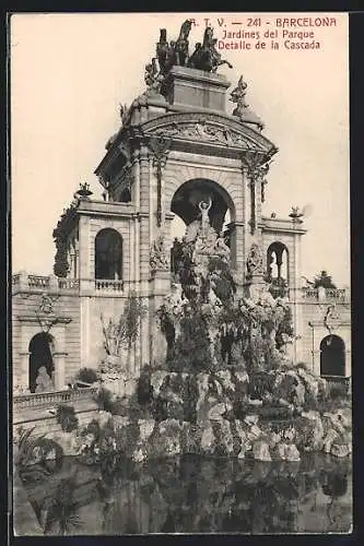 AK Barcelona, Jardines del Parque, Detalle de la Cascada