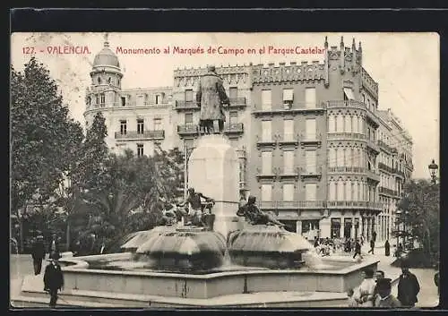 AK Valencia, Monumento al Marqués de Campo en el Parque Castelar