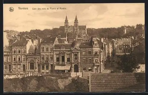 AK Verviers, Coin des rues du Palais et Renkin