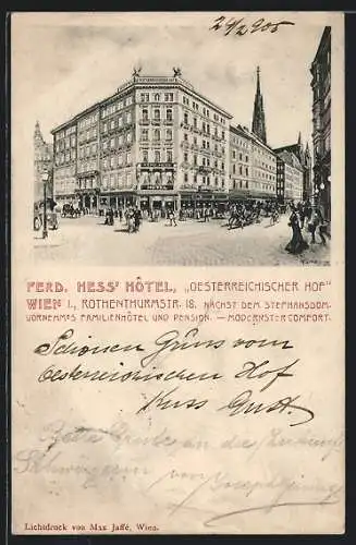 AK Wien, Ferd. Hess Hotel Österreichischer Hof, Rothenthurmstrasse 18