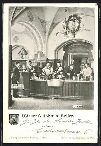 AK Wien, Wiener Rathaus-Keller, Schank, Innenansicht