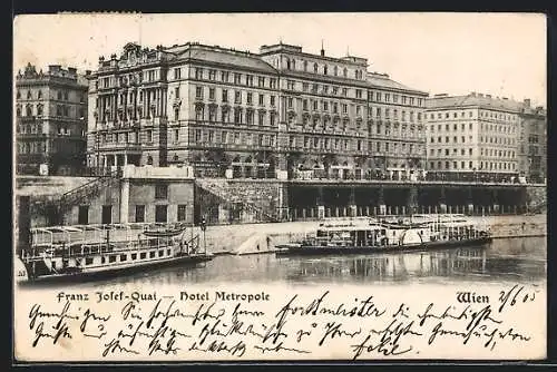 AK Wien I, Franz Josef Quai, Hotel Metropole