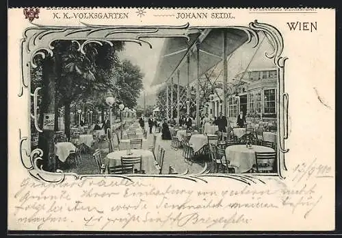 AK Wien, Restaurant Johann Seidl, am K. K. Volksgarten