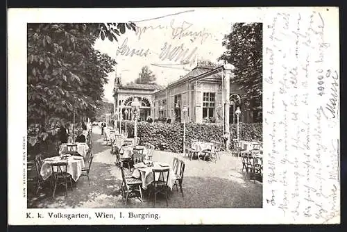 AK Wien, Cafe-Restaurant K. K. Volksgarten, Burgring