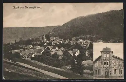 AK Neuengönna, Gasthof Gönnatal, Ortsansicht von oben