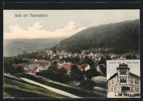 AK Neuengönna, Ortsansicht mit Gasthof Bes. Rich. Fischer