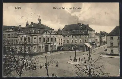 AK Jülich, Markt mit Rathaus & Kölnstrasse