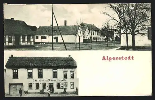 AK Alperstedt /Neudietendorf, Gasthaus zum Schwarzen Adler mit Wirt, Strassenpartie