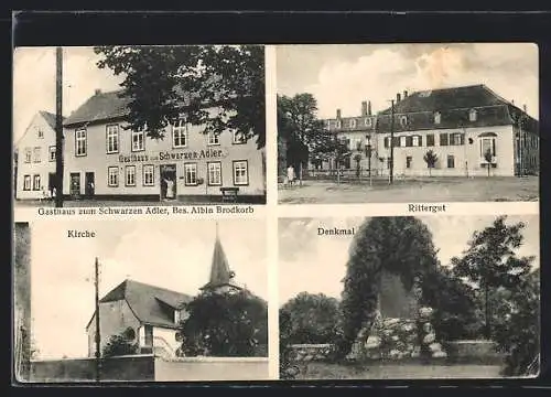 AK Alperstedt, Gasthaus zum schwarzen Adler, Rittergut, Kirche