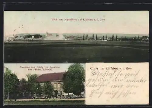 AK Elxleben a. d. Gera, Gasthaus zum König von Preussen, Blick vom Ippelhorn auf den Ort
