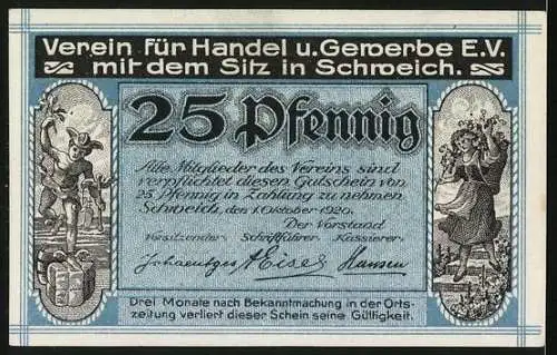 Notgeld Schweich 1920, 25 Pfennig, Moselbrücke zu Schweich erbaut 1906