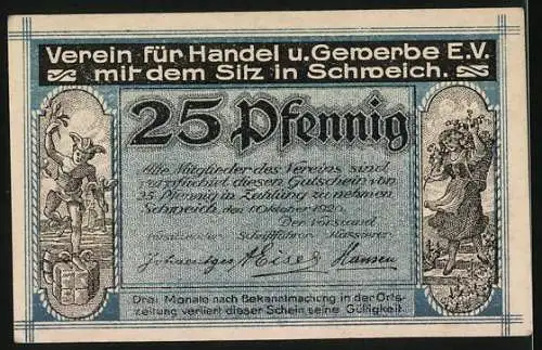 Notgeld Schweich 1920, 25 Pfennig, Moselbrücke zu Schweich erbaut 1906