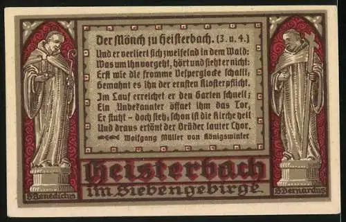 Notgeld Heisterbach / Siebengebirge 1921, 50 Pfennig, Vorderansicht mit dem Hauptportal der ehemaligen Kirche