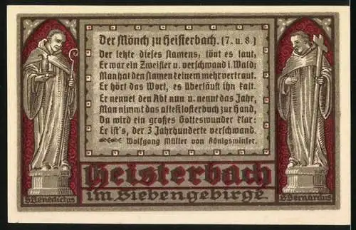 Notgeld Heisterbach / Siebengebirge 1921, 75 Pfennig, Die Gruft der früheren Abte im Klostergarten